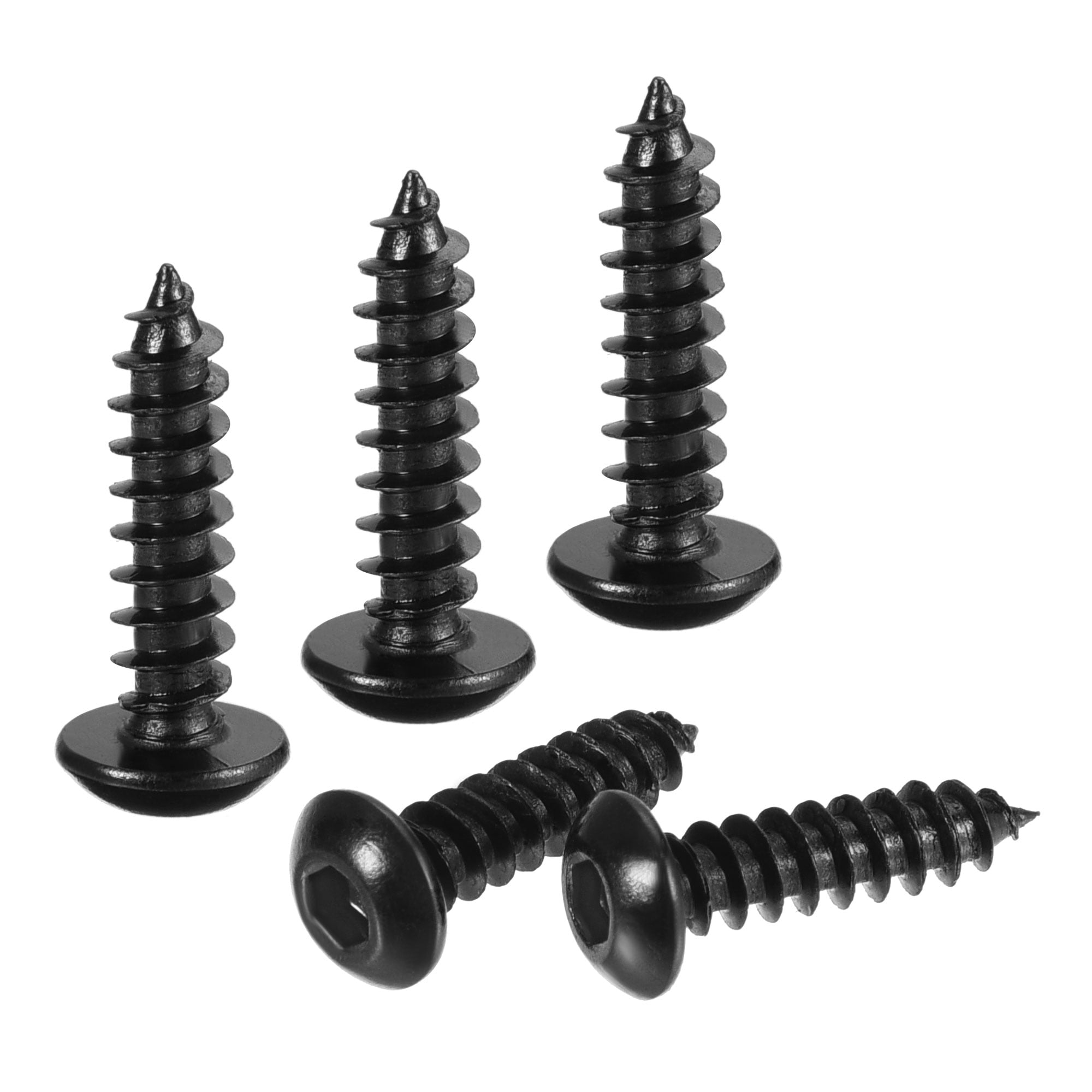 Unique Bargains Hex Socket Self Tapping Screws Made of Carbon Steel Black M3 x 12mm