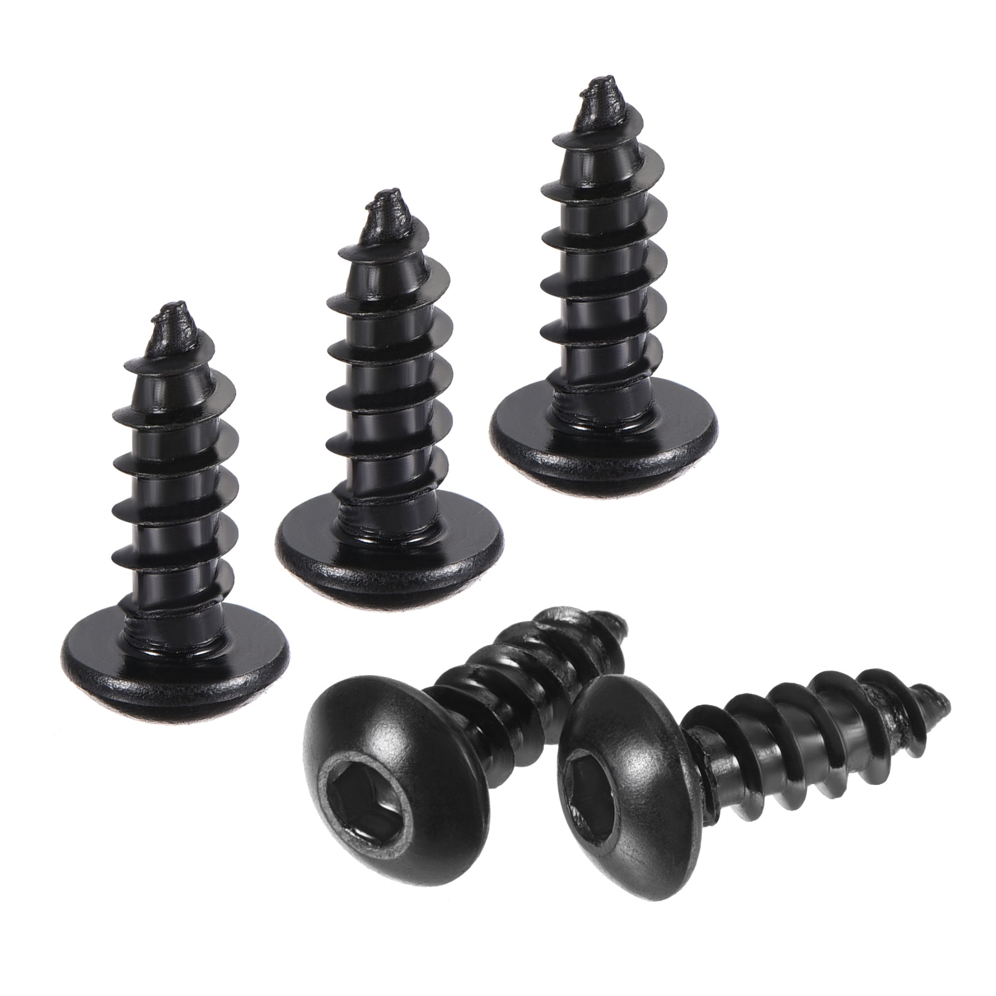 Unique Bargains Hex Socket Self Tapping Screws Made of Carbon Steel Black M4 x 12mm