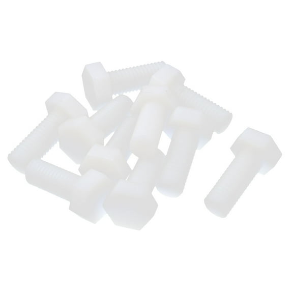Unique Bargains Hexagon M12 x 30mm Nylon Plastic Screw Thread Pack of 10Pcs RoHS