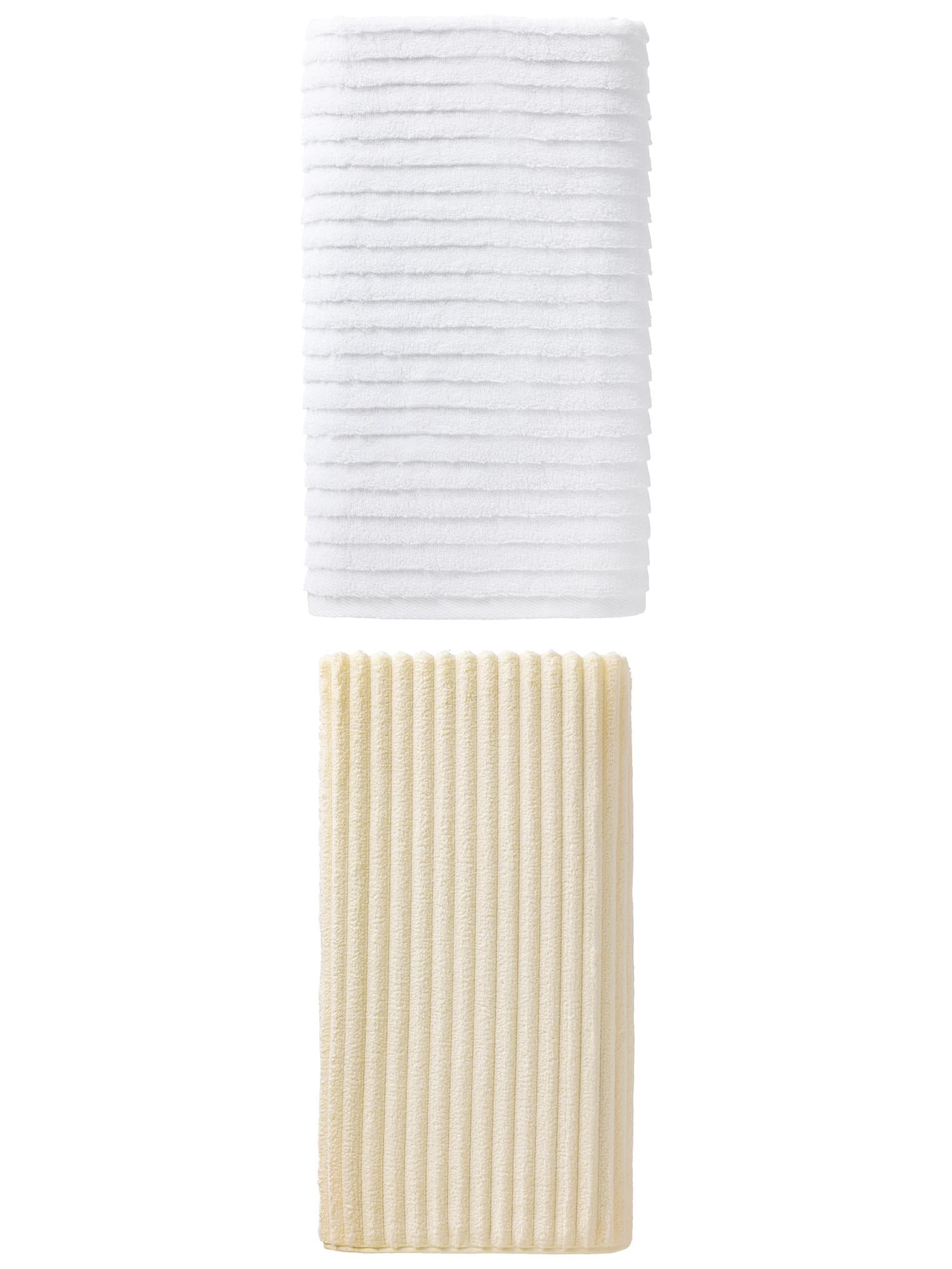 Unique Bargains High Absorbing Bath Towel 2 Pack Milky White/White 55" x 28"