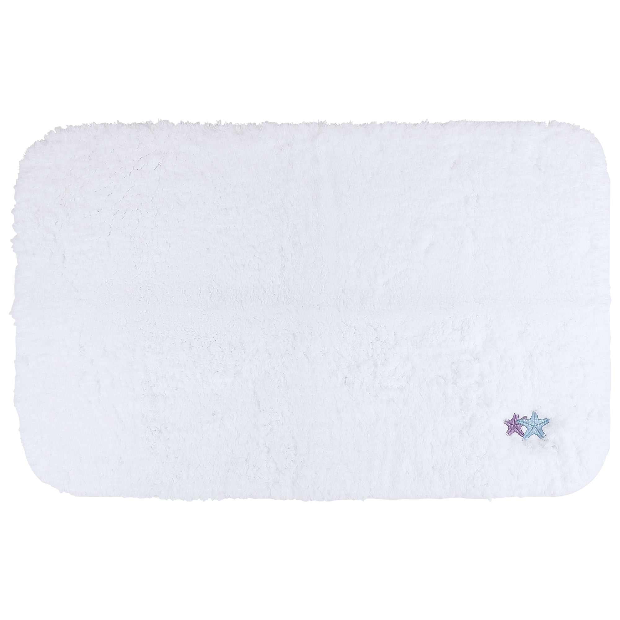 Unique Bargains High-End Plush Absorbent Microfiber Bath Mat White Starfish 32" x 20"