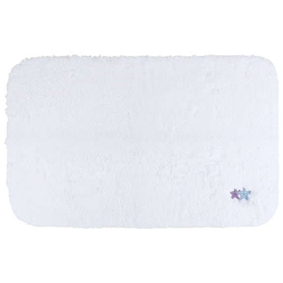 Unique Bargains High-End Plush Absorbent Microfiber Bath Mat White Starfish 32" x 20"