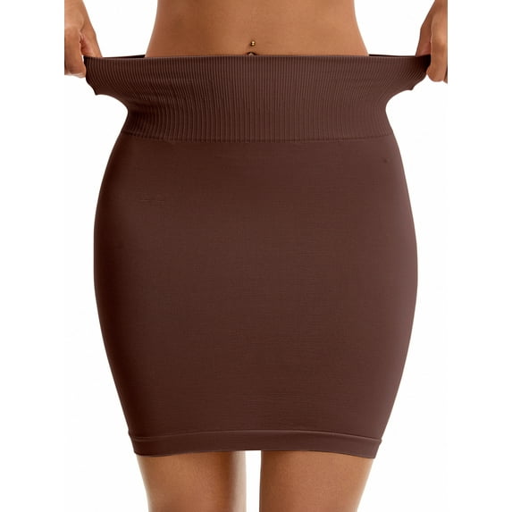 Unique Bargains High Waist Slimming Shaping Under Skirt M Brown