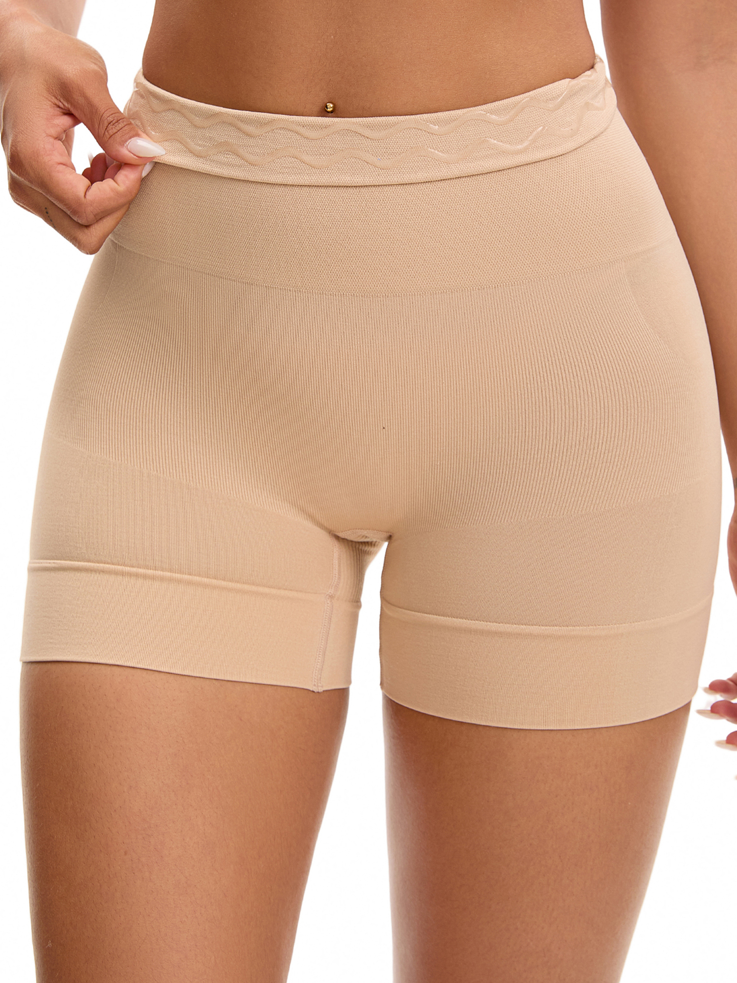 Unique Bargains High Waisted Seamless Control Panties M Beige