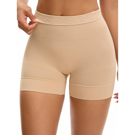 Unique Bargains High Waisted Seamless Control Panties M Beige