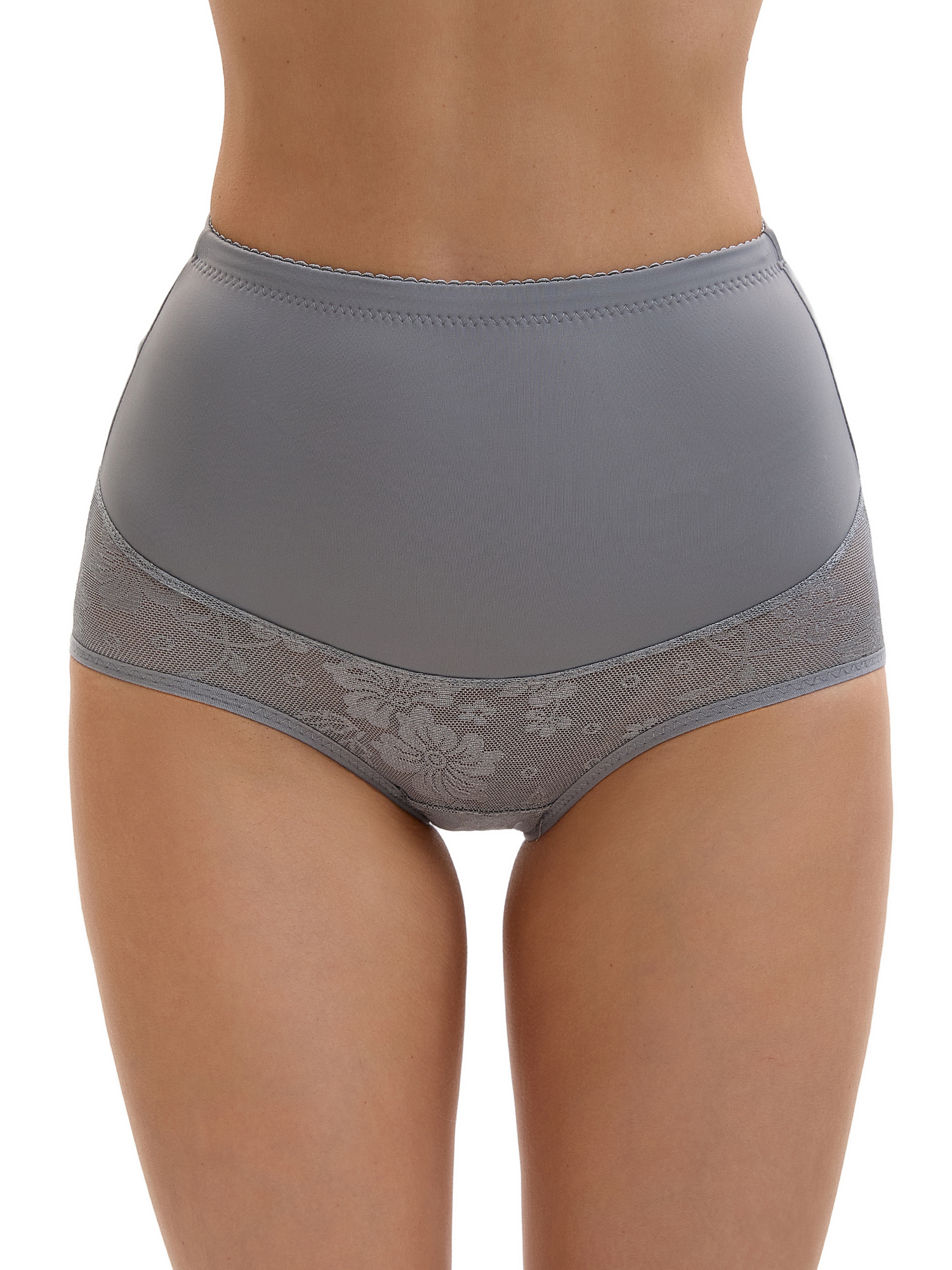 Unique Bargains High Waisted Slimming Lace Briefs L Grey