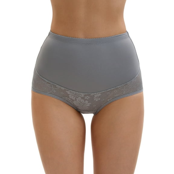 Unique Bargains High Waisted Slimming Lace Briefs S Grey