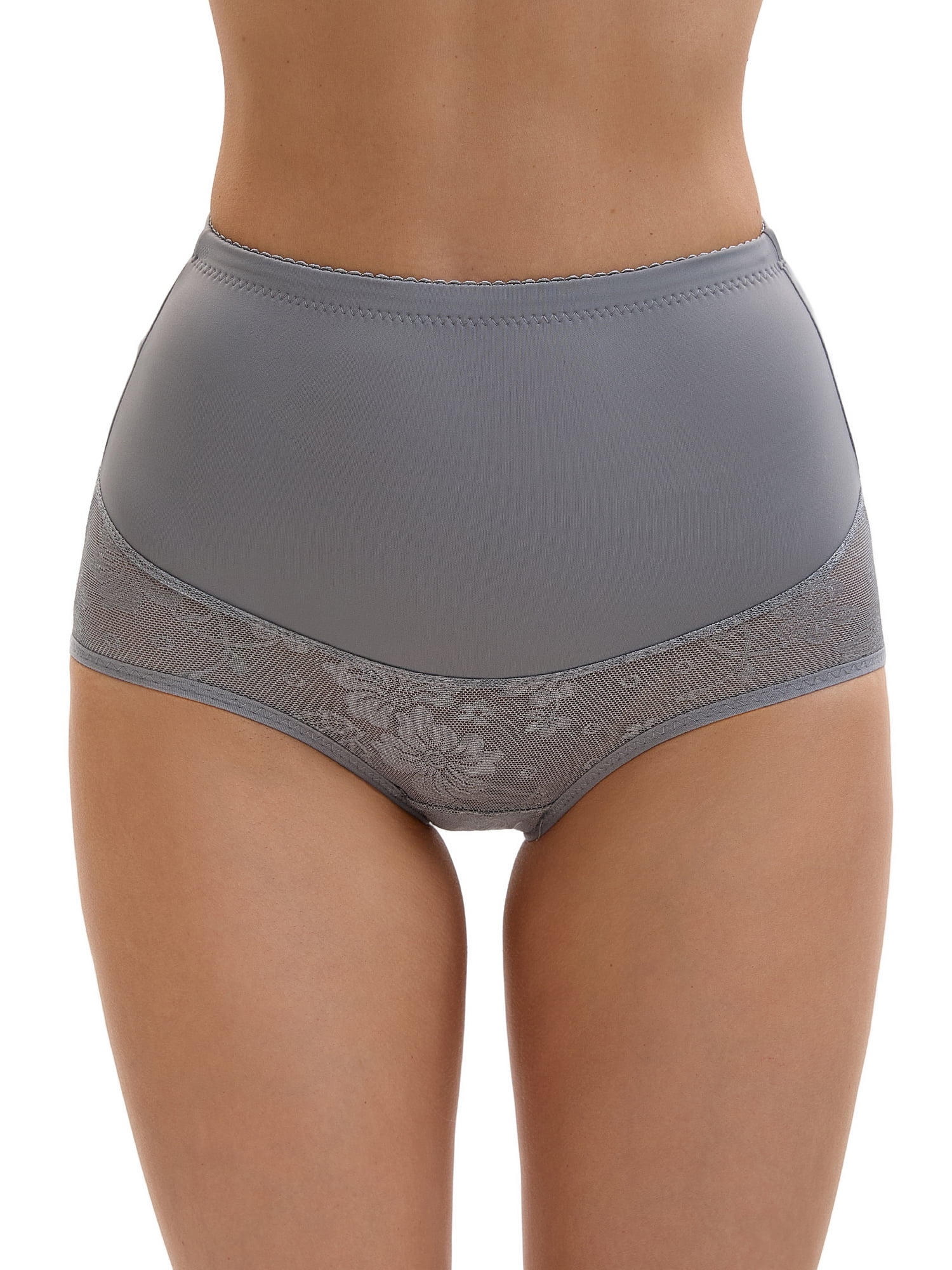 Unique Bargains High Waisted Slimming Lace Briefs XL Grey
