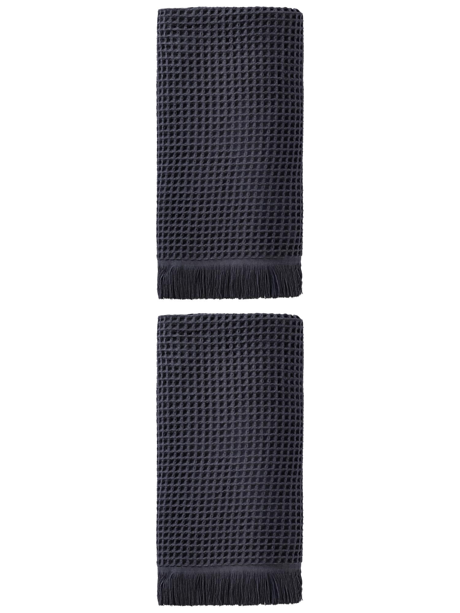 Unique Bargains Highly Absorbent Cotton Waffle Bath Towel 2 Pack Dark Blue 71"x35"