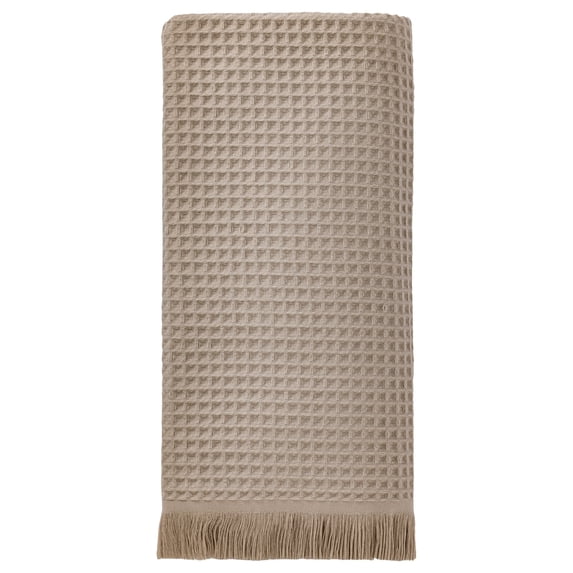 Unique Bargains Highly Absorbent Cotton Waffle Bath Towel with Tassel Camel 71" x 35"