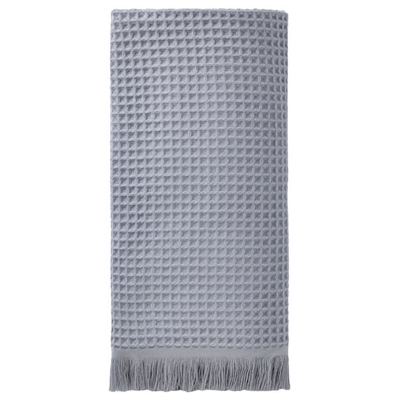 Unique Bargains Highly Absorbent Cotton Waffle Bath Towel with Tassel Grey 71" x 35"