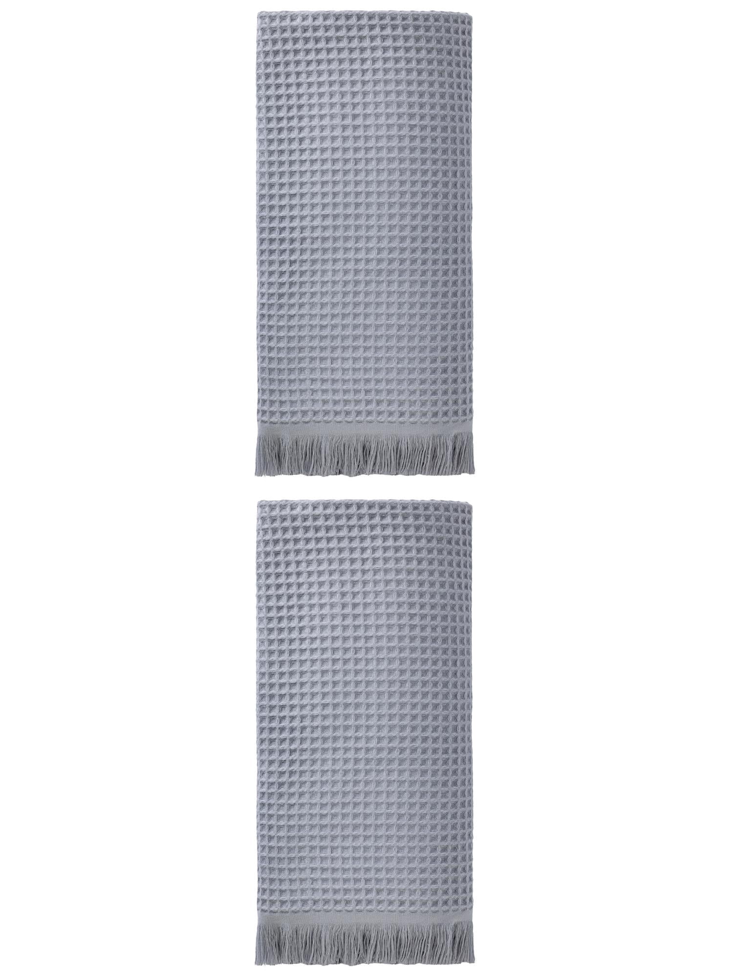 Unique Bargains Highly Absorbent Waffle Bath Towel 2 Pack Grey 71"x35"