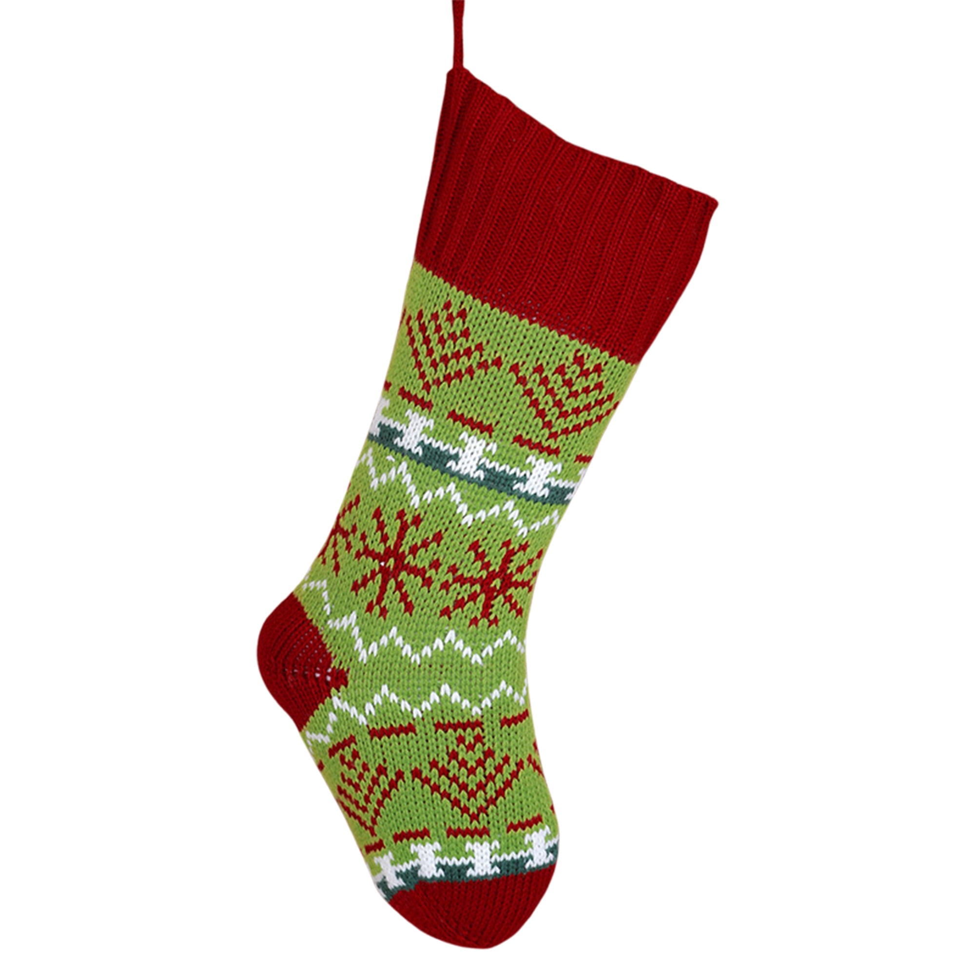 Unique Bargains Holiday Christmas Double Layer Knitted Motif Stocking Brown 20"