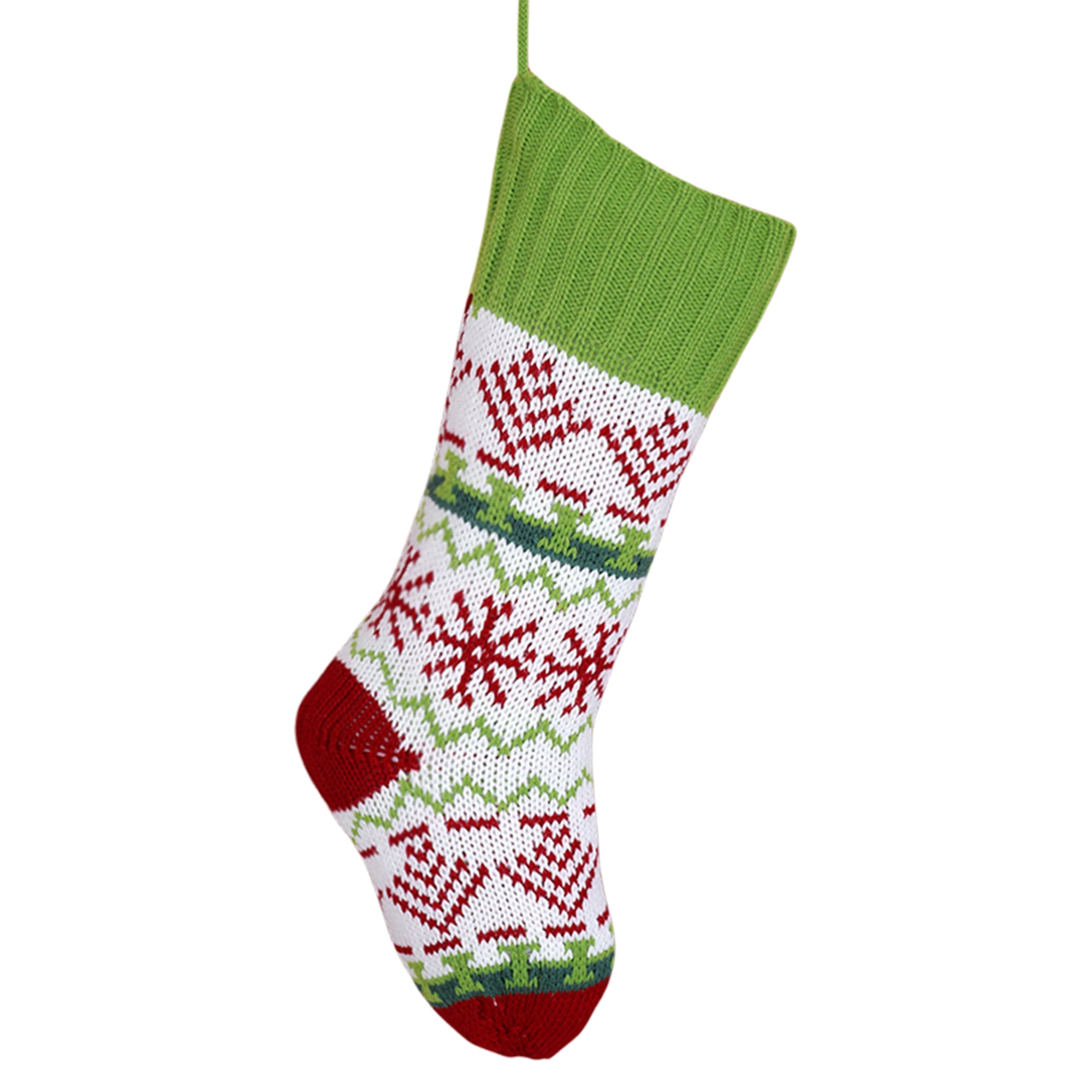Unique Bargains Holiday Christmas Double Layer Knitted Motif Stocking Green 20"