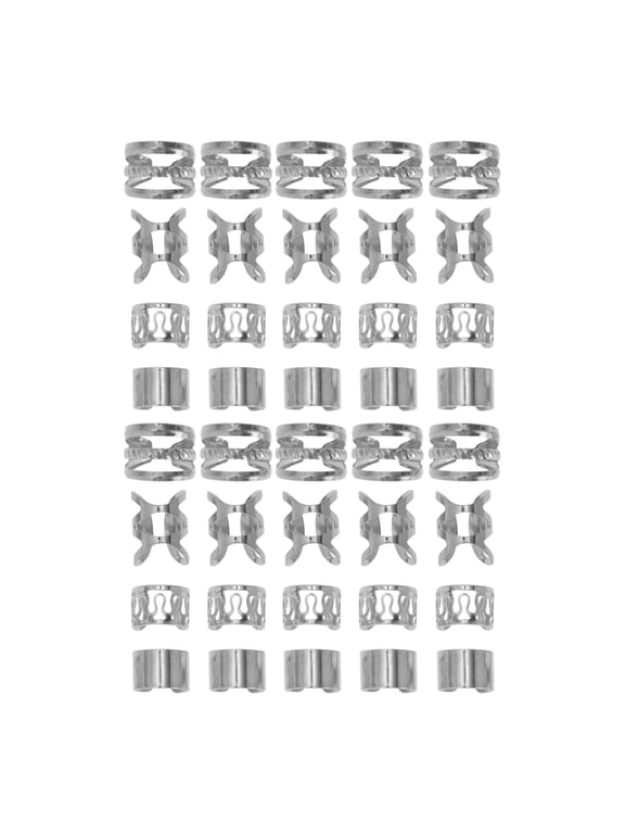 Hollow 4 Styles Hair Cuffs Dreadlock 40 Pcs Silver Tone