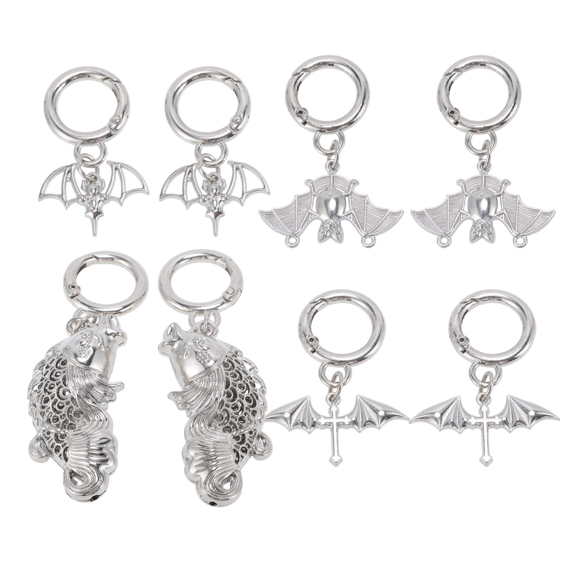 Unique Bargains Hollow Bat Shoelace Charms 4 Pair Silver Tone