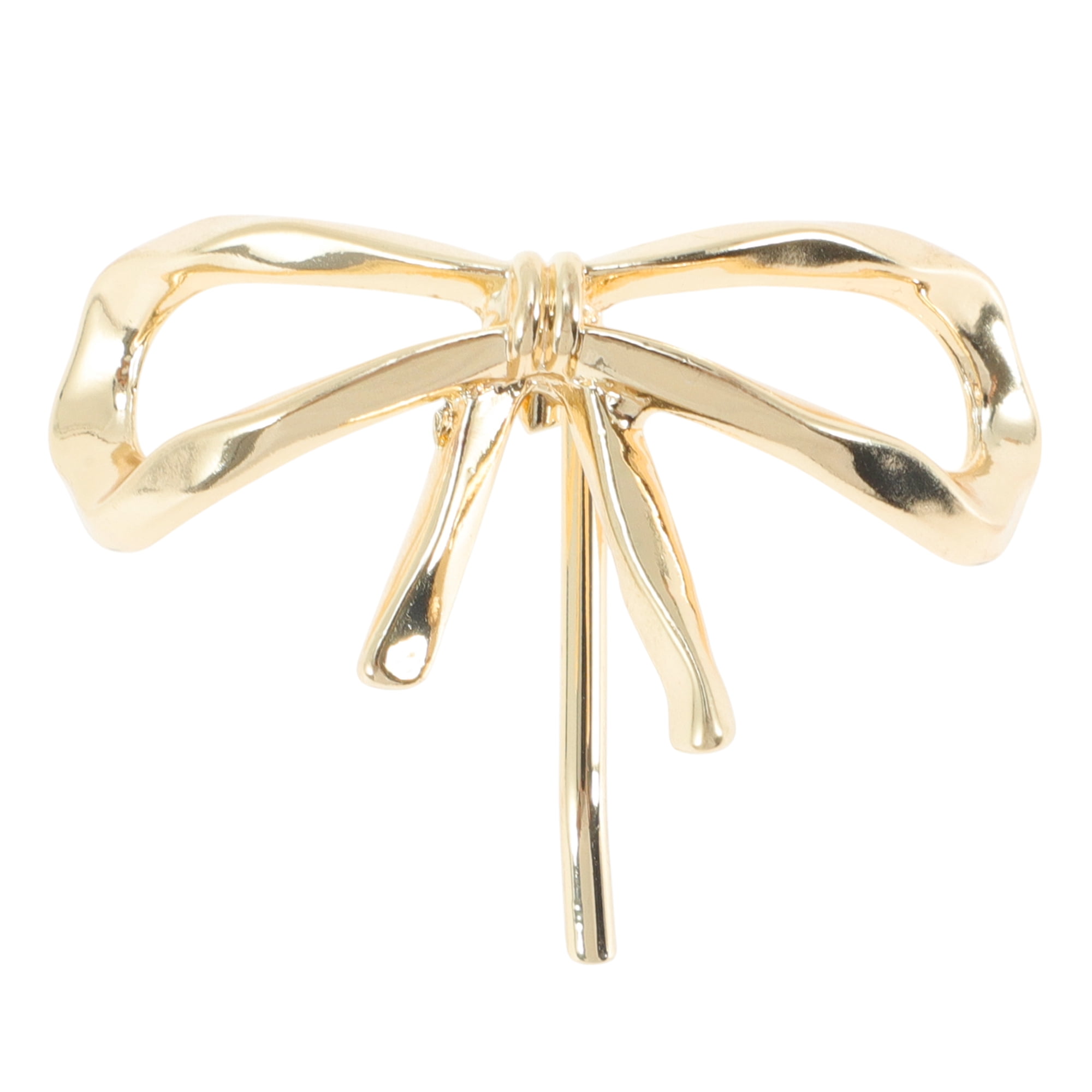 Unique Bargains Hollow Bow Ponytail Buckle Hair Clip for Women 1 Pc Gold Tone