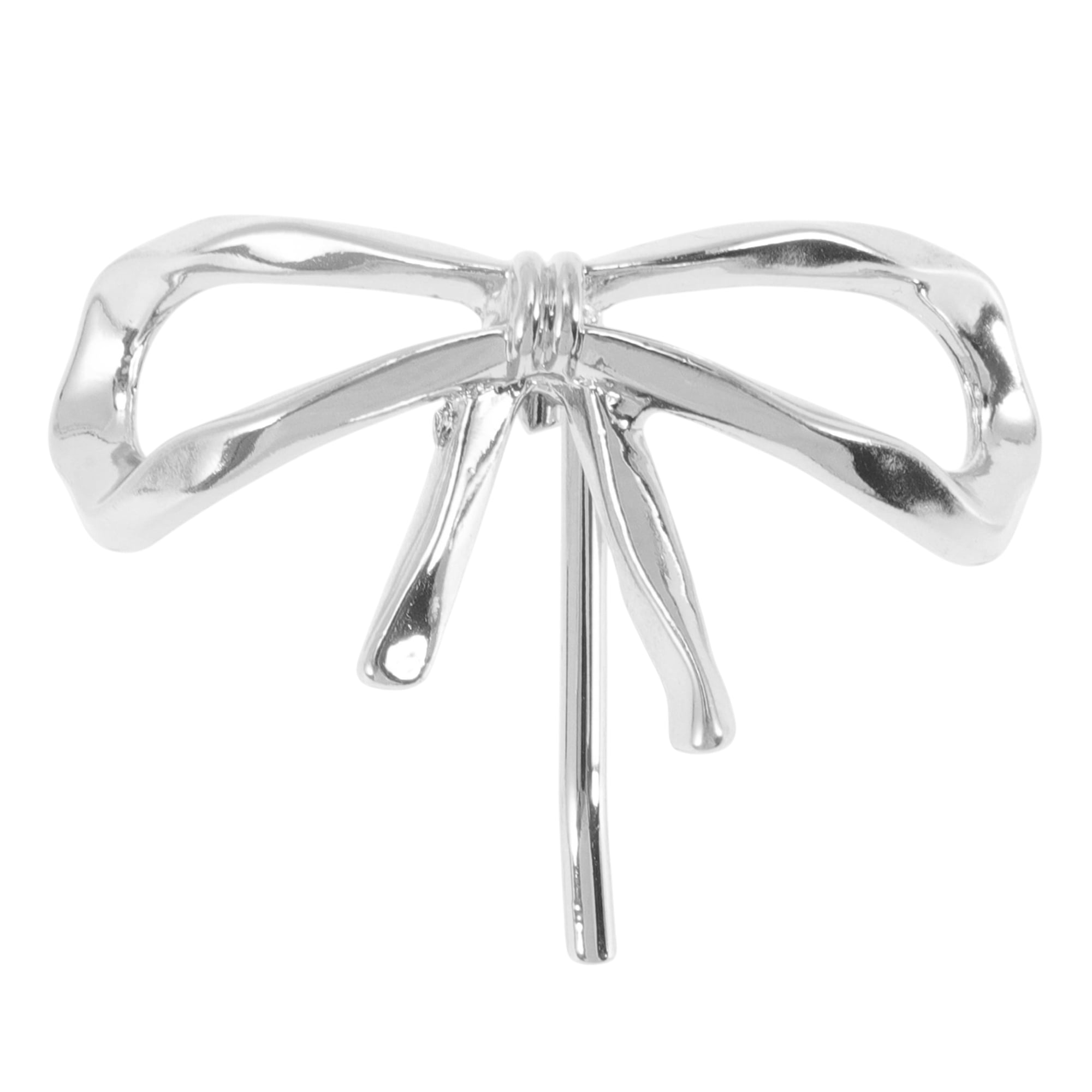 Unique Bargains Hollow Bow Ponytail Buckle Hair Clip for Women 1 Pc Silver Tone