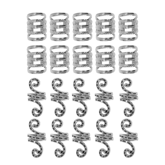 Unique Bargains Hollow Design Hair Cuffs Dreadlock 20 Pcs Silver Tone