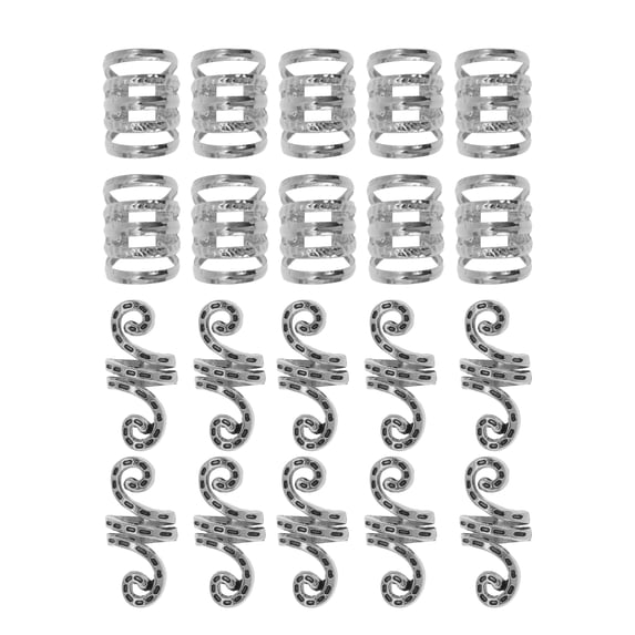 Unique Bargains Hollow Design Hair Cuffs Dreadlock 20 Pcs Silver Tone