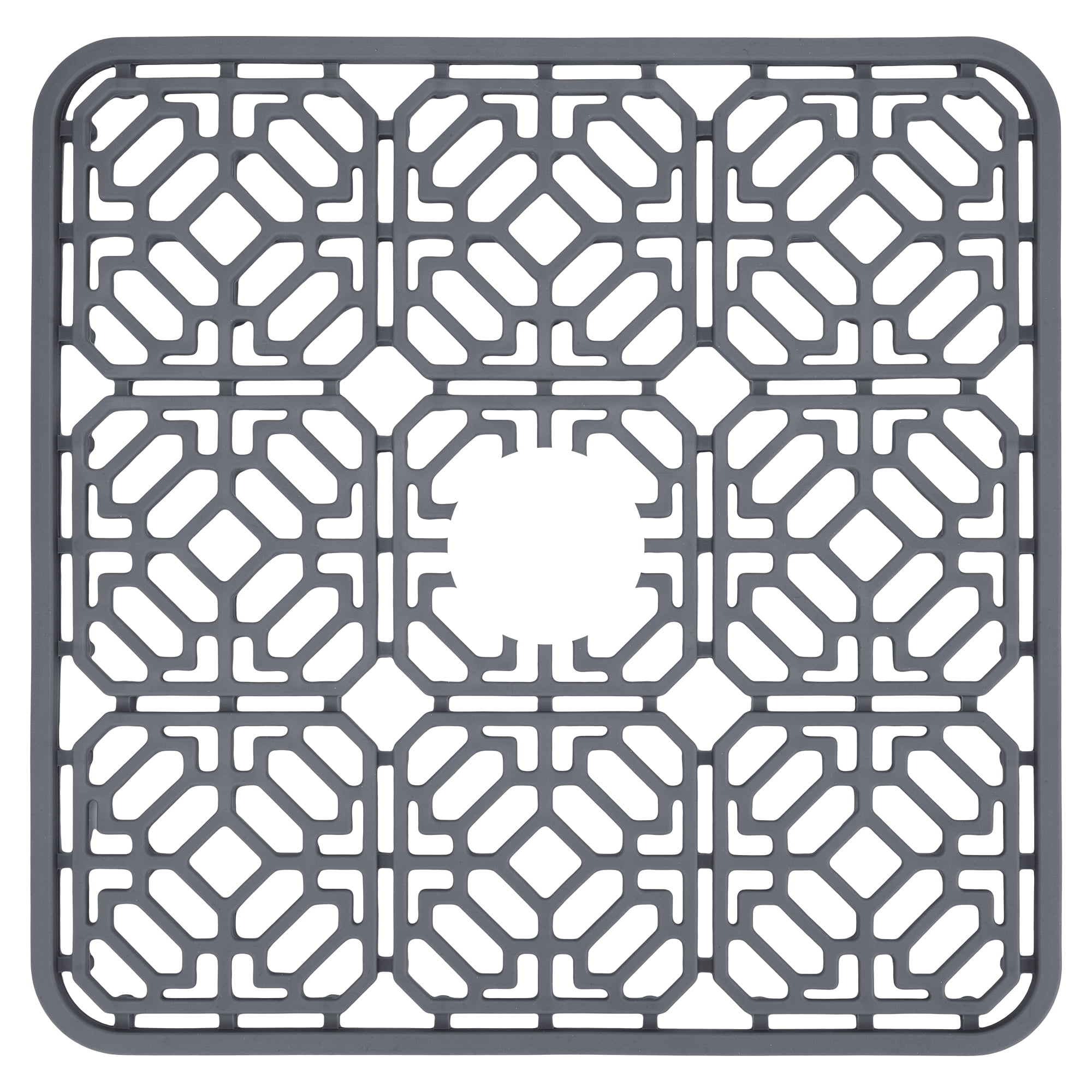 Unique Bargains Hollow Design Silicone Dish Drying Mat Dark Gray 11.8*11.8 inch