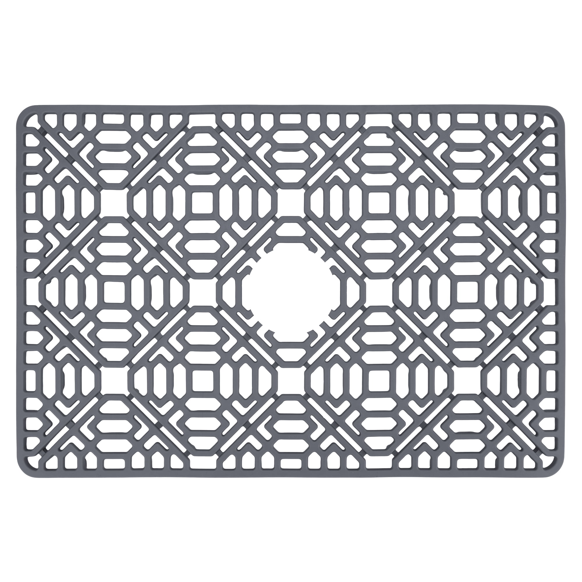 Unique Bargains Hollow Design Silicone Dish Drying Mat Dark Gray 15.7*10.6 inch