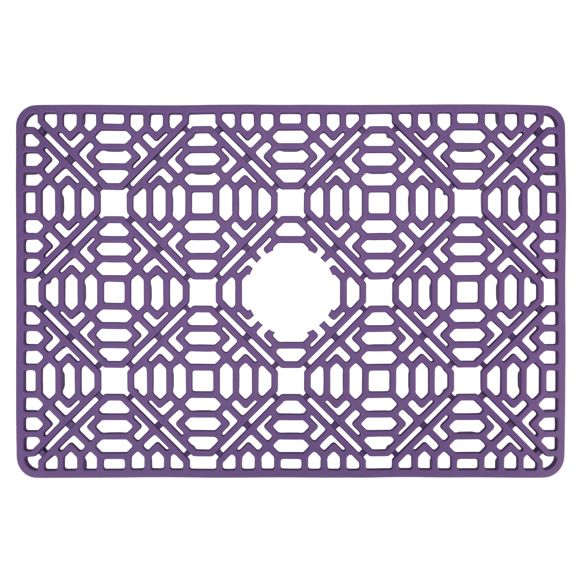 Unique Bargains Hollow Design Silicone Dish Drying Mat Purple 15.7*10.6 inch