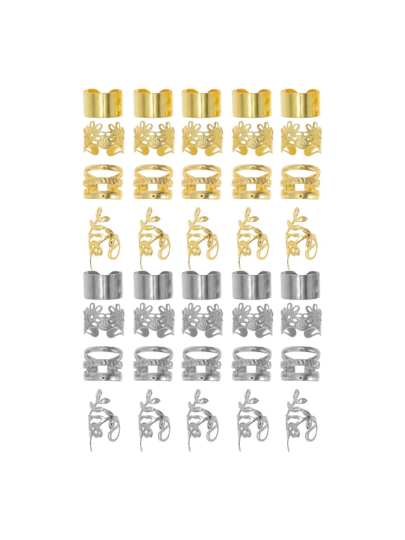 Hollow Different Style Hair Cuffs Dreadlock Gold Tone Silver Tone 40 Pcs