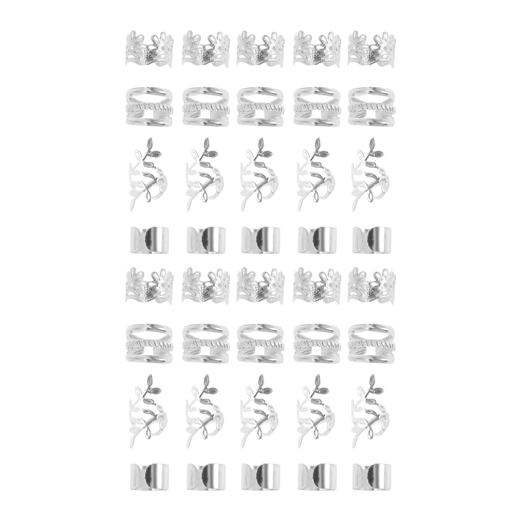 Unique Bargains Hollow Different Style Hair Cuffs Dreadlock Silver Tone 40 Pcs