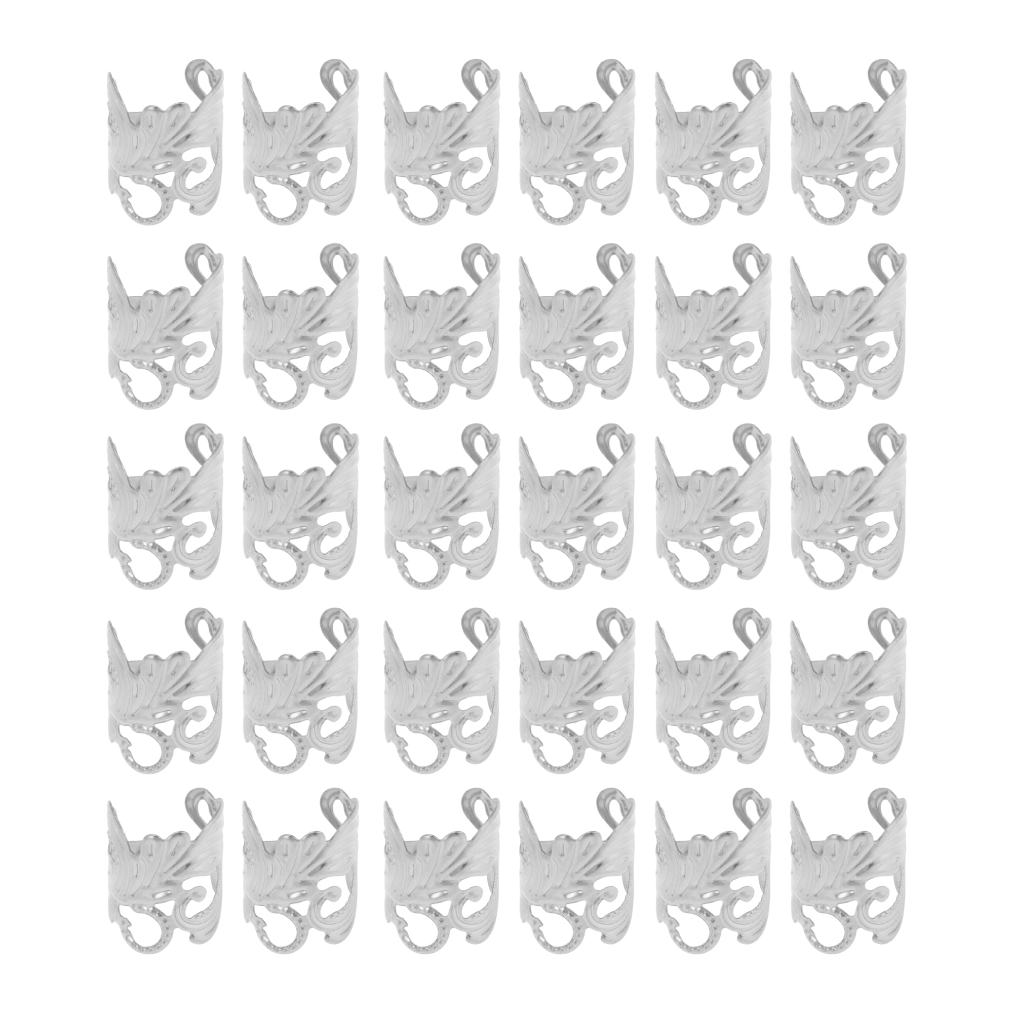 Unique Bargains Hollow Flower Hair Cuffs Dreadlock 30 Pcs Silver Tone