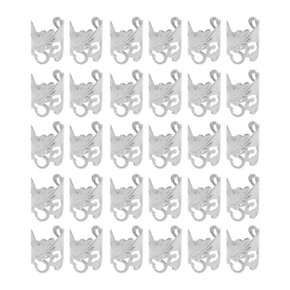 Unique Bargains Hollow Flower Hair Cuffs Dreadlock 30 Pcs Silver Tone