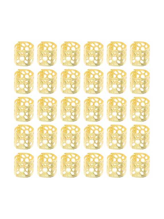 Hollow Hair Cuffs Dreadlock 30 Pcs Gold Tone