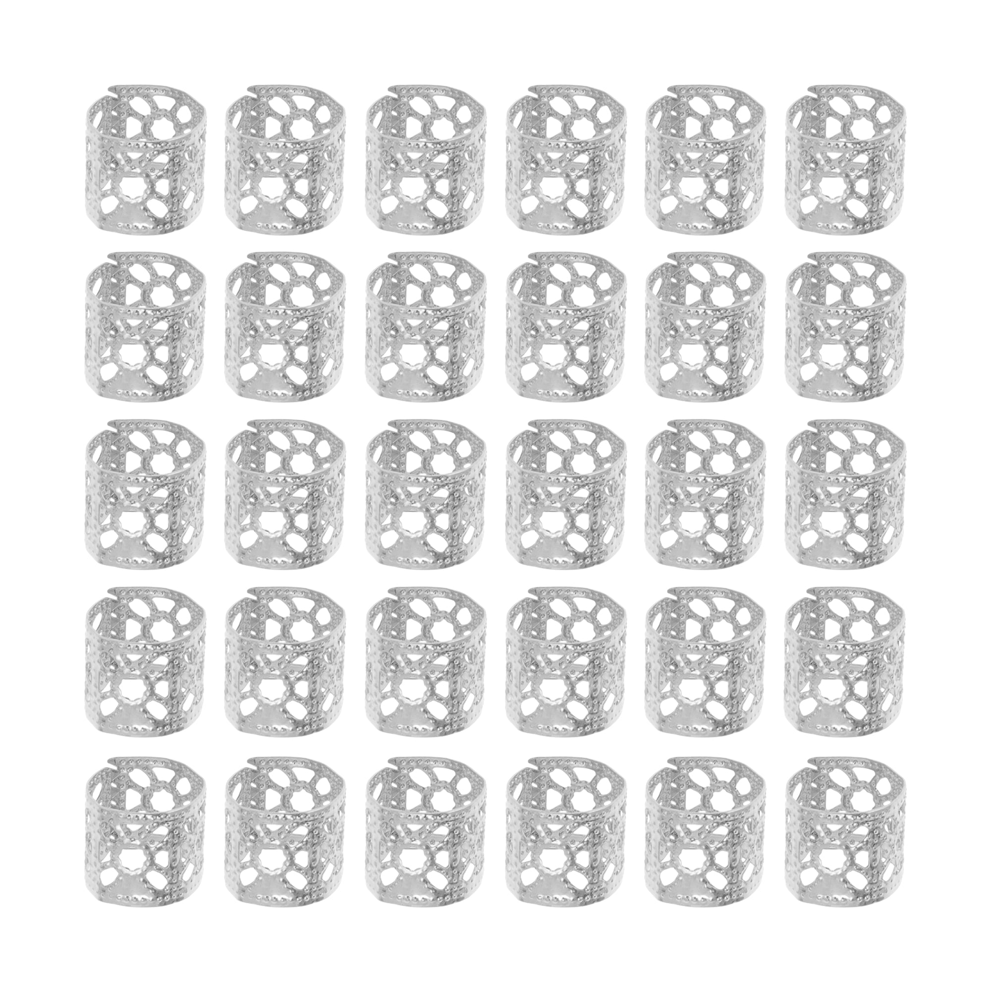 Unique Bargains Hollow Hair Cuffs Dreadlock 30 Pcs Silver Tone