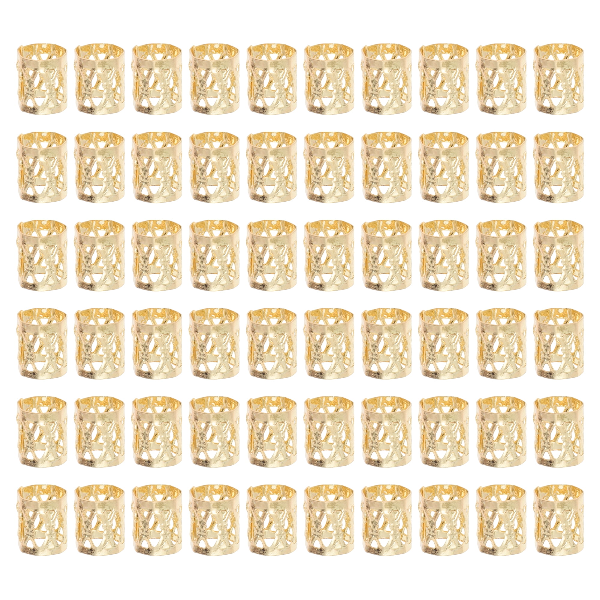 Unique Bargains Hollow Hair Cuffs Dreadlock 60 Pcs Gold Tone