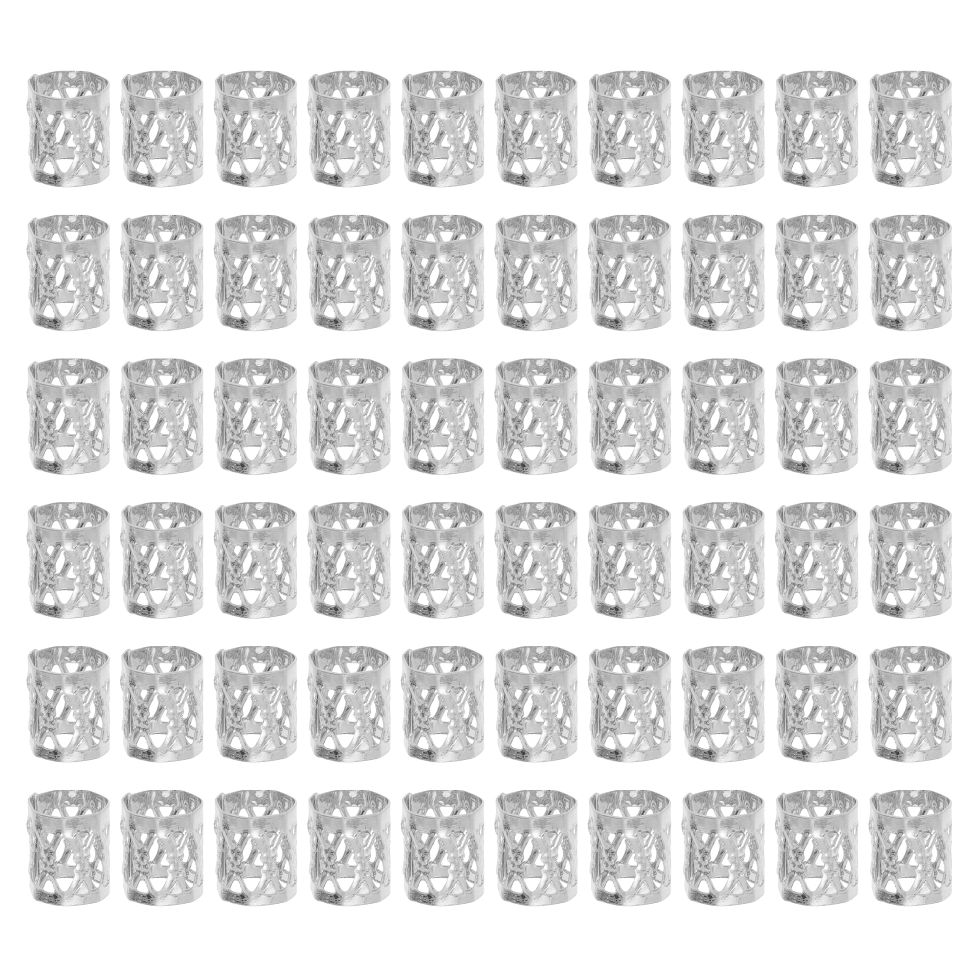Unique Bargains Hollow Hair Cuffs Dreadlock 60 Pcs Silver Tone