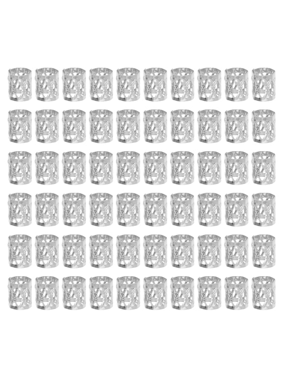 Hollow Hair Cuffs Dreadlock 60 Pcs Silver Tone