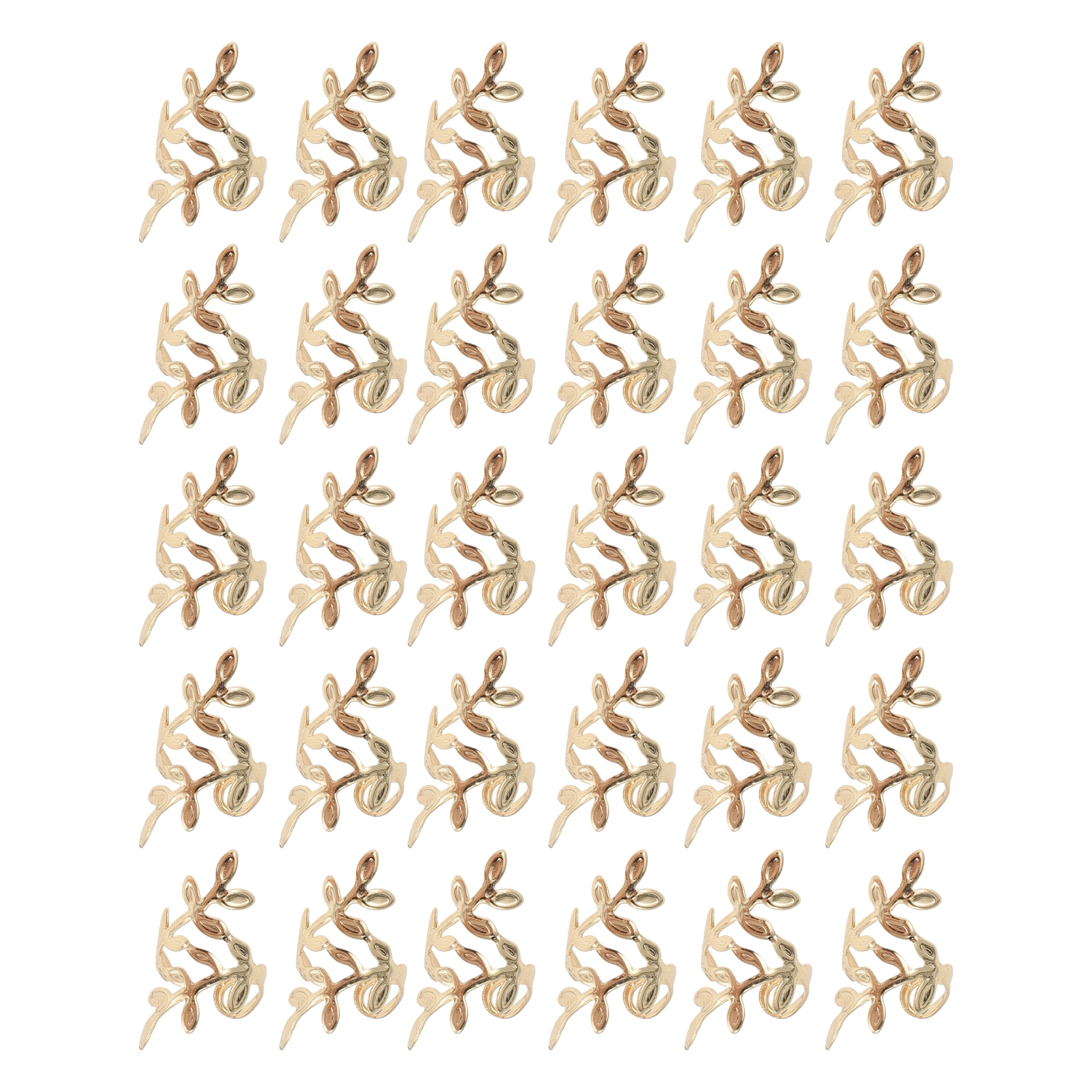 Unique Bargains Hollow Leaf Hair Cuffs Dreadlock 30 Pcs Gold Tone