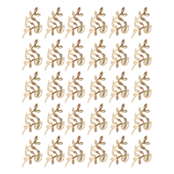 Unique Bargains Hollow Leaf Hair Cuffs Dreadlock 30 Pcs Gold Tone
