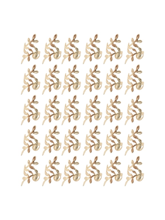 Hollow Leaf Hair Cuffs Dreadlock 30 Pcs Gold Tone