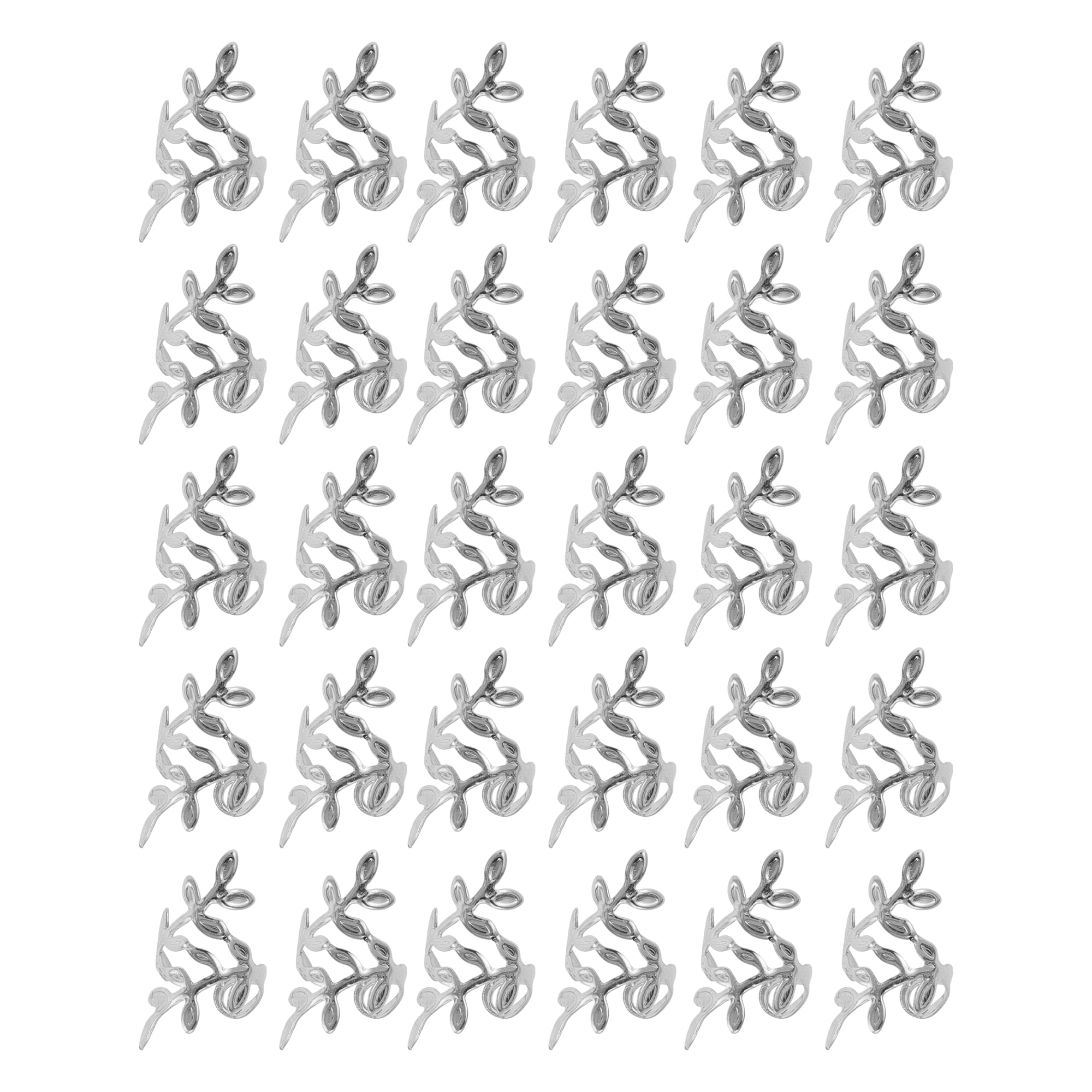 Unique Bargains Hollow Leaf Hair Cuffs Dreadlock 30 Pcs Silver Tone