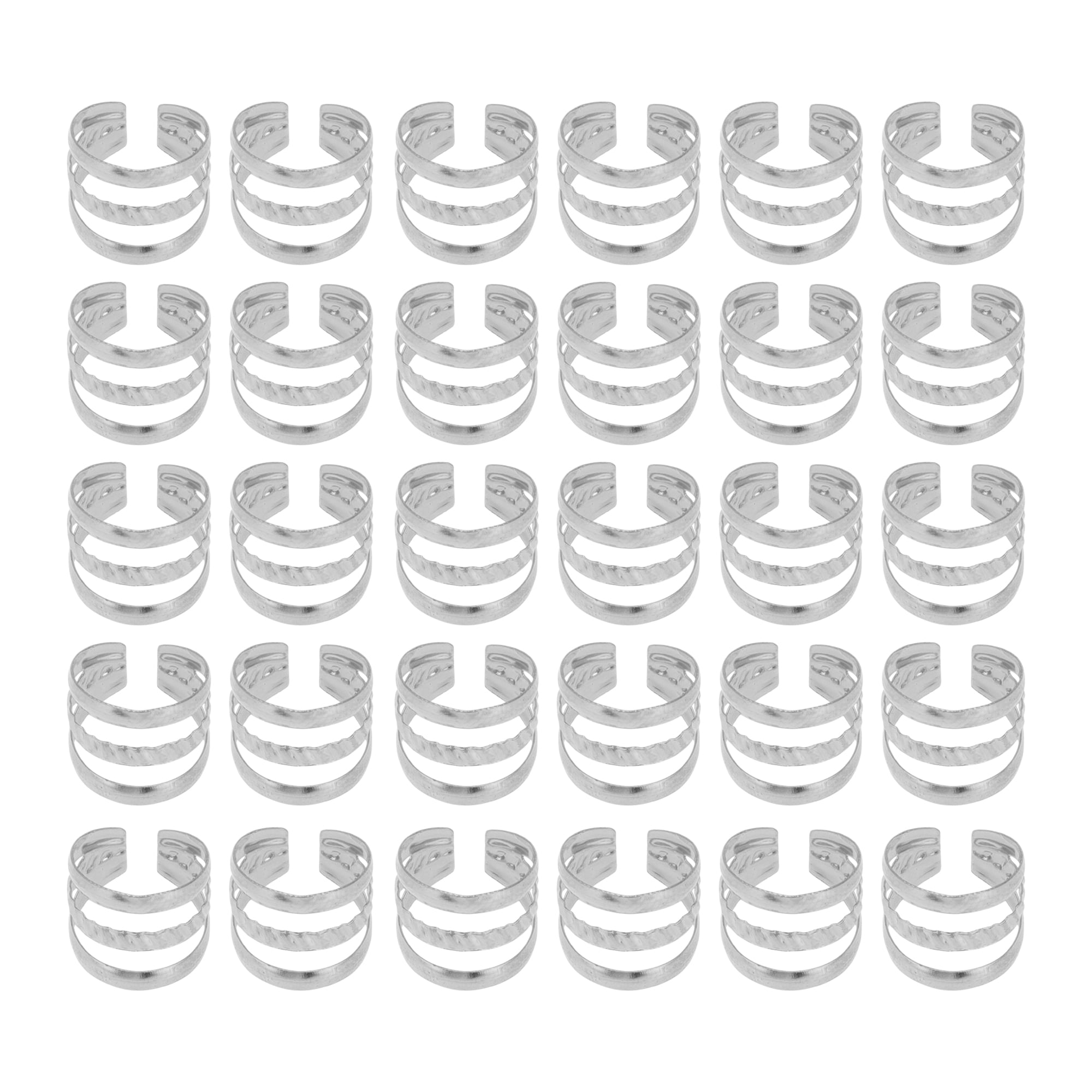 Unique Bargains Hollow Out Hair Cuffs Dreadlock 30 Pcs Silver Tone