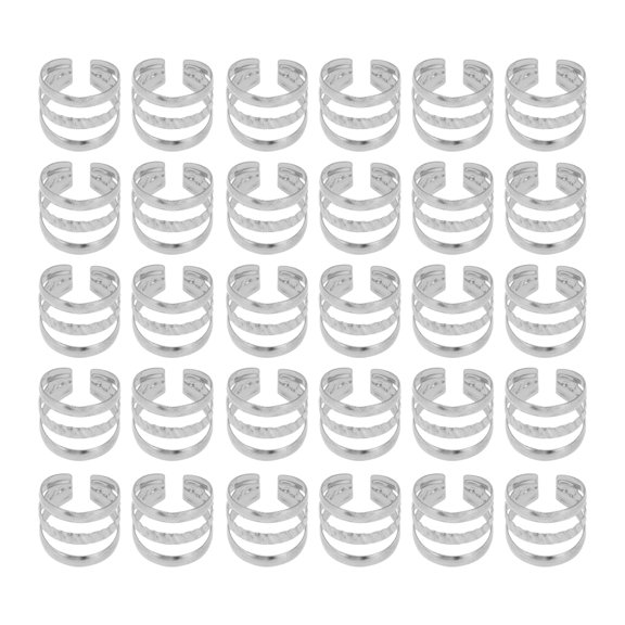 Unique Bargains Hollow Out Hair Cuffs Dreadlock 30 Pcs Silver Tone
