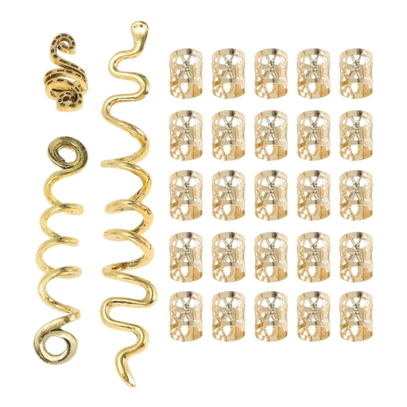 Unique Bargains Hollow Snake-shaped Hair Cuffs Dreadlock 28 Pcs Gold Tone
