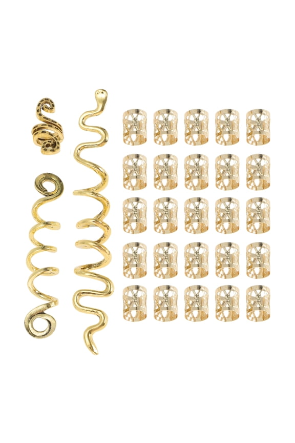 Hollow Snake-shaped Hair Cuffs Dreadlock 28 Pcs Gold Tone