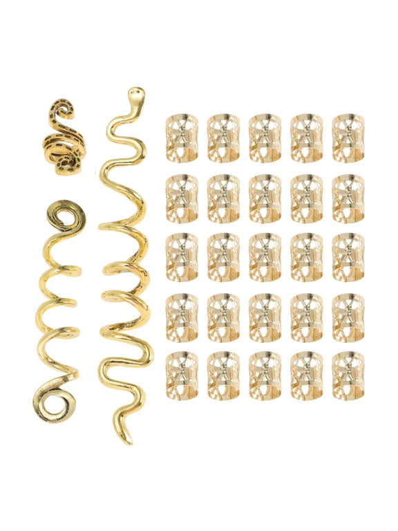 Hollow Snake-shaped Hair Cuffs Dreadlock 28 Pcs Gold Tone