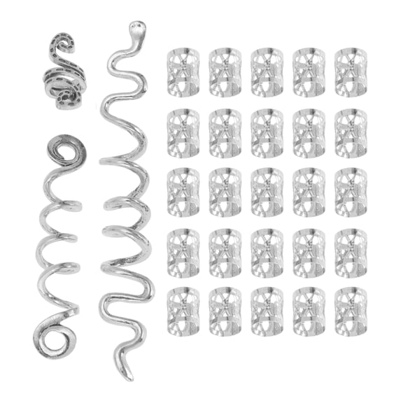 Unique Bargains Hollow Snake-shaped Hair Cuffs Dreadlock 28 Pcs Silver Tone