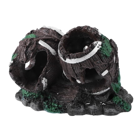 Unique Bargains Hollow Tree Trunk Ornament Resin Accessories Brown Gray Green 5.12" Length