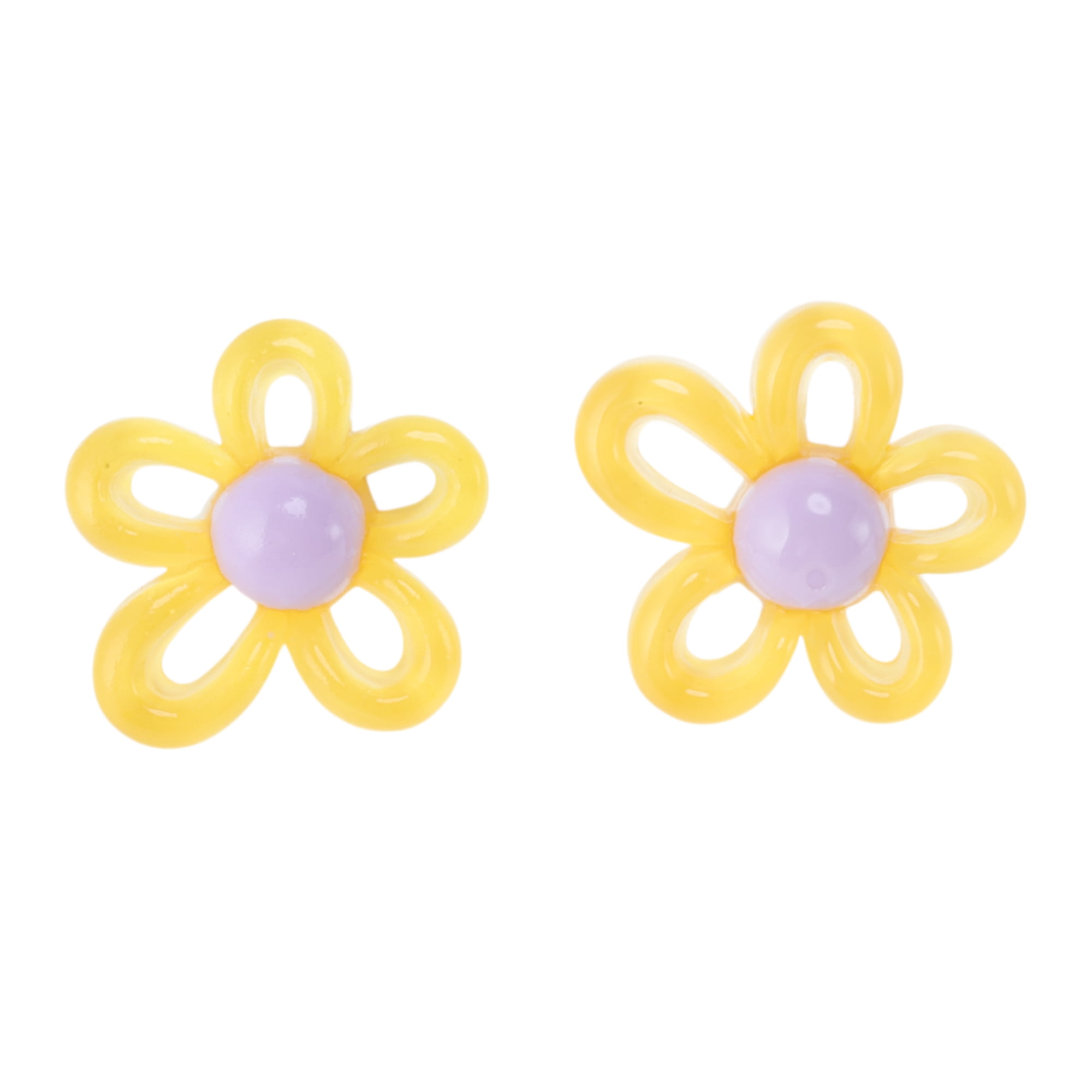 Unique Bargains Hollow-out Flower Shoelace Charms 1 Pair Yellow