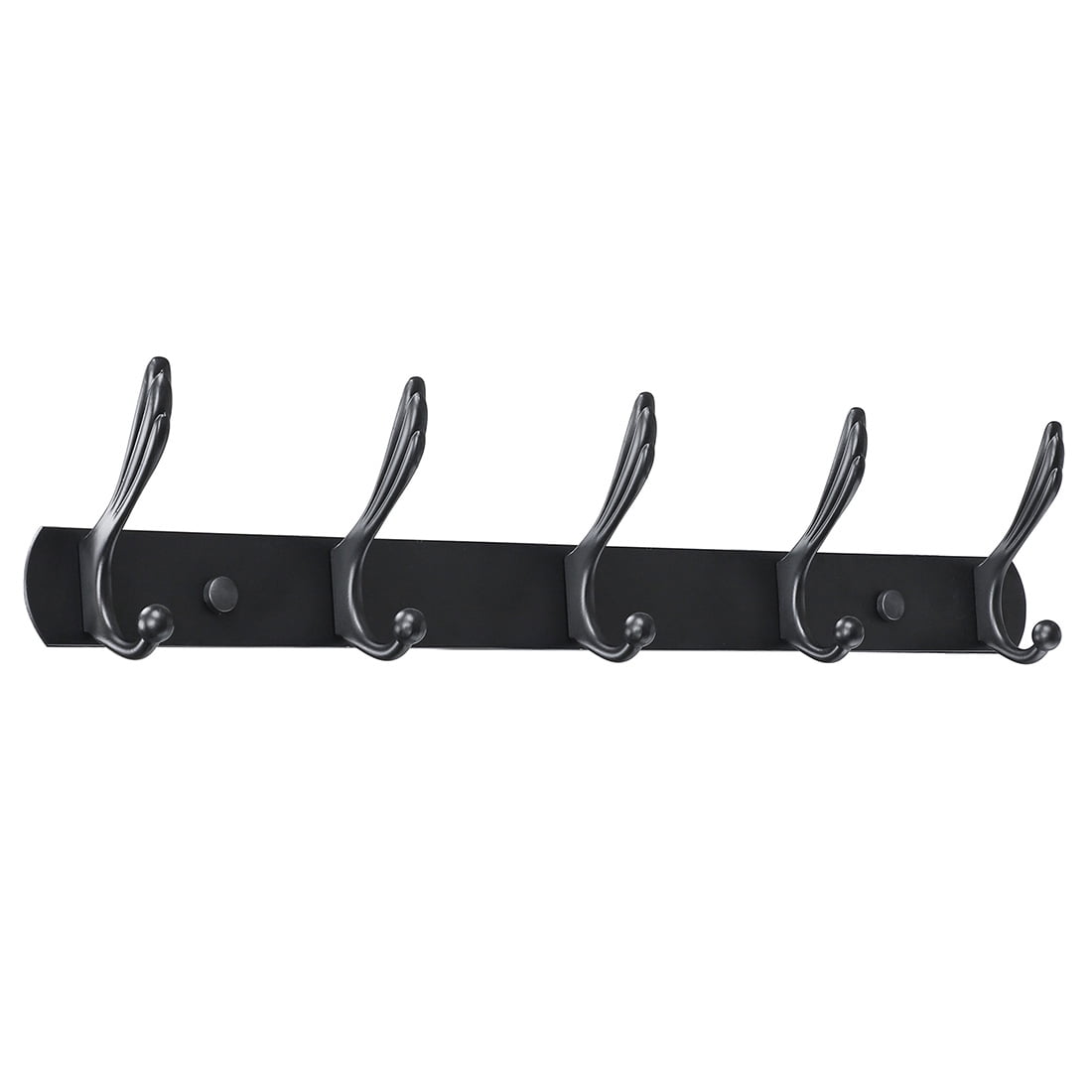 Unique Bargains Home Bedroom Wall Hook Zinc Alloy Hooks DIY Coat Towel Holder Black 5-Hook