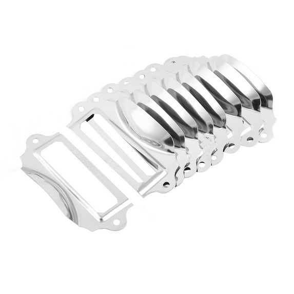 Unique Bargains Home Metal Drawer Cabinet Box Tag Frame Label Pull Handles Silver Tone 10 Pcs